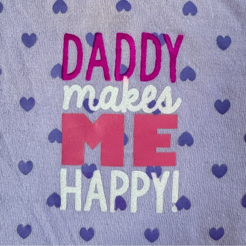 Daddy Makes Me Happy Purple and Pink Heart Onesie